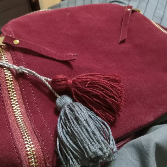 Nico Louise Burgundy Suede Shoulder Bag - Picture 3 of 9